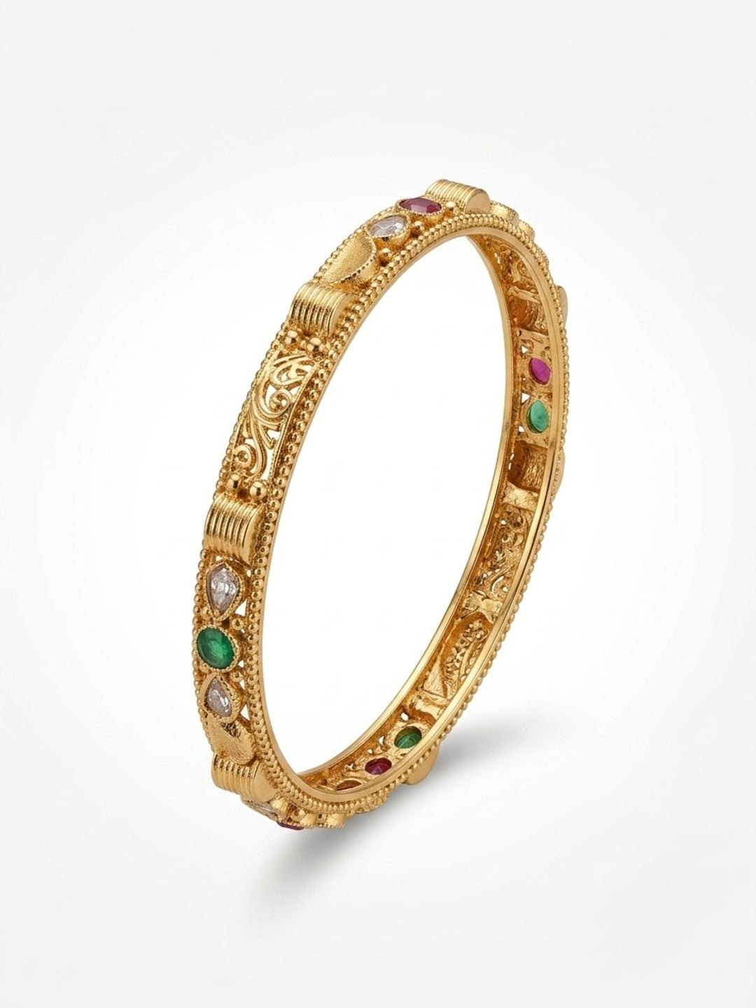 Kriti Gold-Plated AD & Cubic Zirconia Stone-Studded Premium Bangles- Set of 4