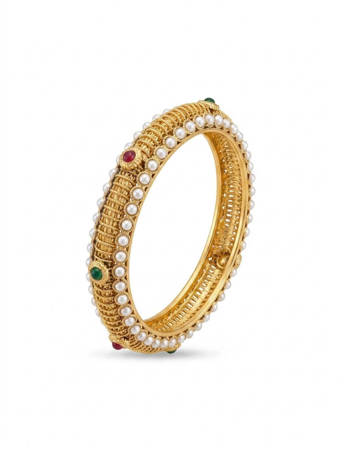 Sita Ram Gold-Plated AD & Cubic Zirconia Stone-Studded Premium Bangles- Set of 3
