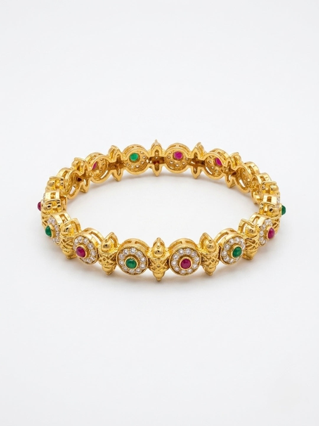 Janhvi Gold-Plated AD & Cubic Zirconia Stone-Studded Premium Bangles- Set of 4