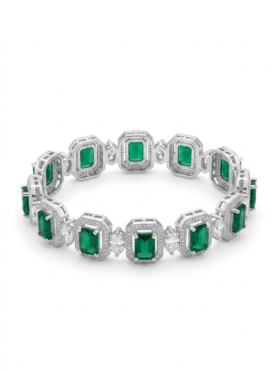 Renee Silver-Plated AD & Cubic Zirconia Stone-Studded Premium Bangles- Set of 4