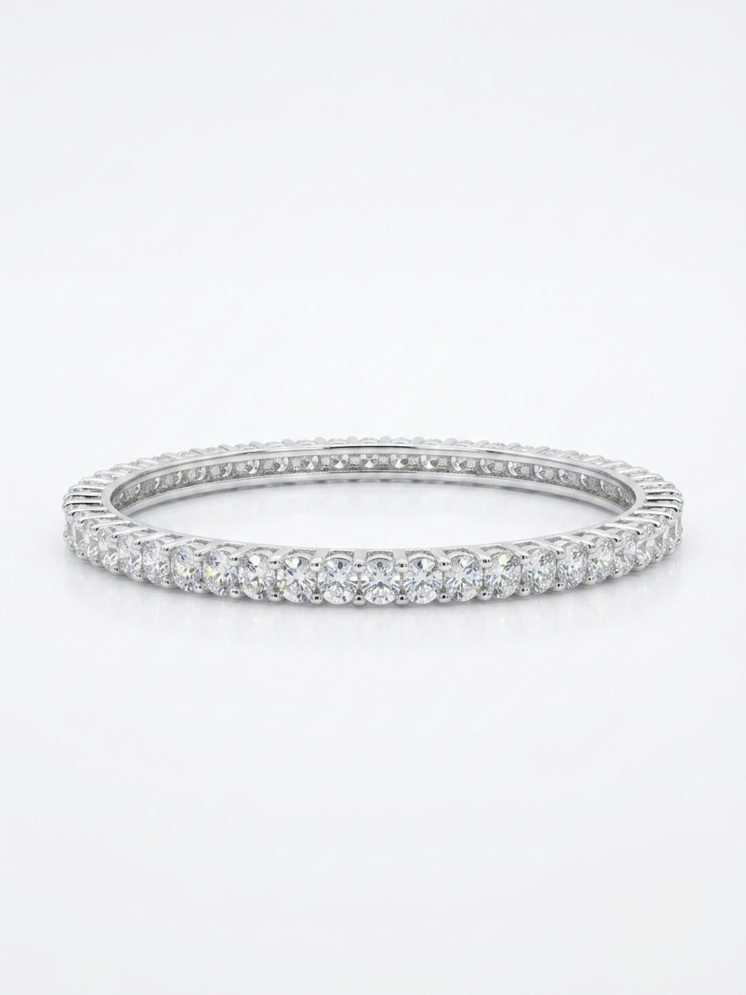 Alfia Silver-Plated AD & Cubic Zirconia Stone-Studded Premium Bangles- Set of 4