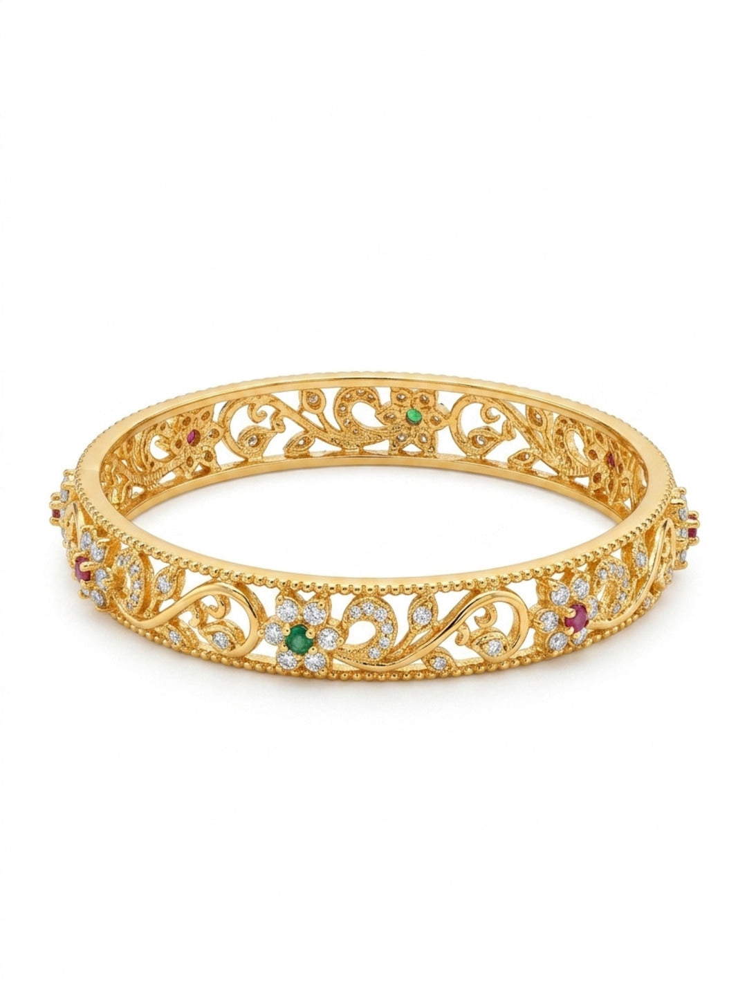 Shahi Swarna Gold-Plated AD & Cubic Zirconia Stone-Studded Premium Bangles- Set of 3