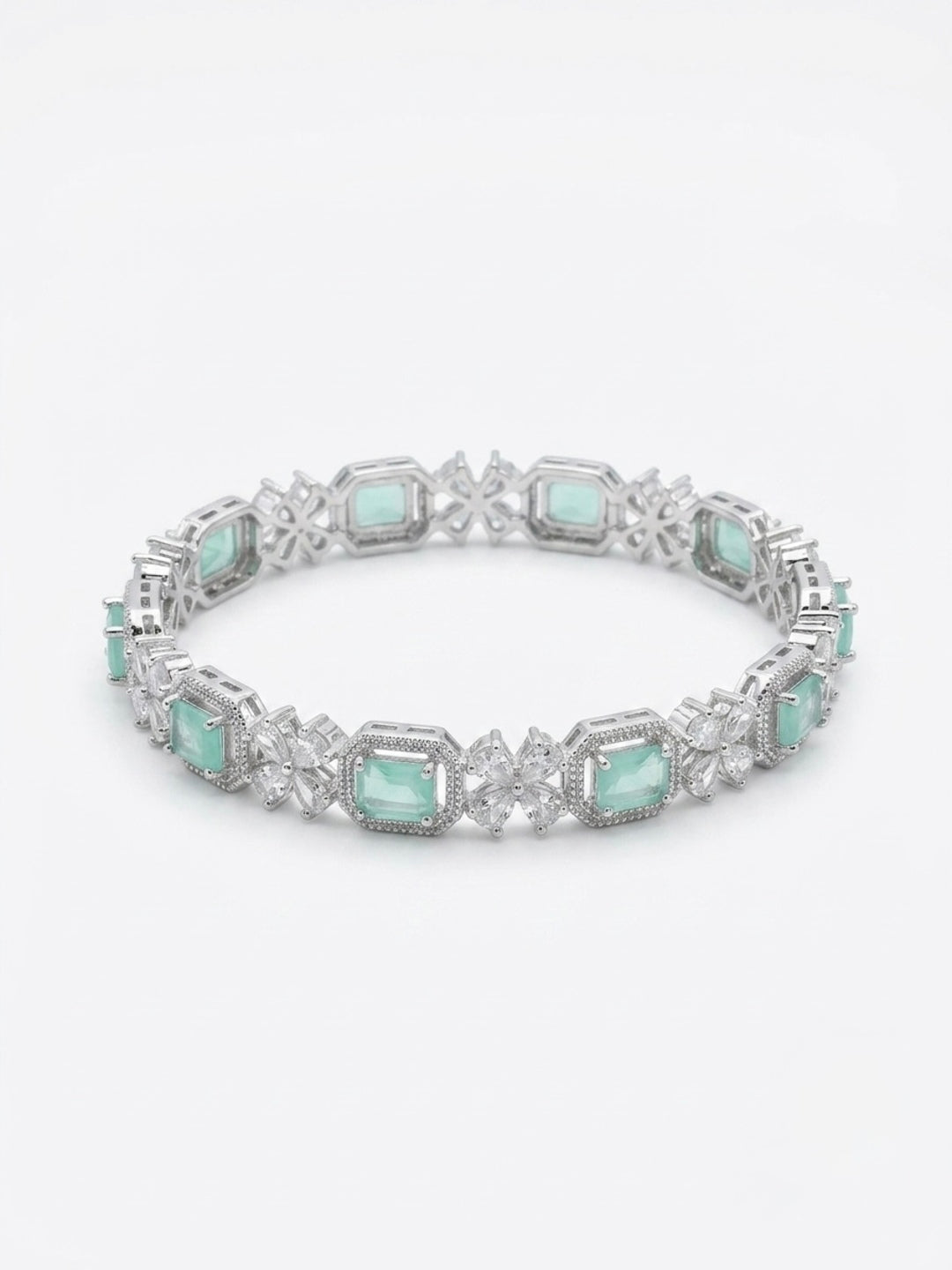Sassy Sheesh Silver-Plated AD & Cubic Zirconia Stone-Studded Premium Bangles- Set of 3