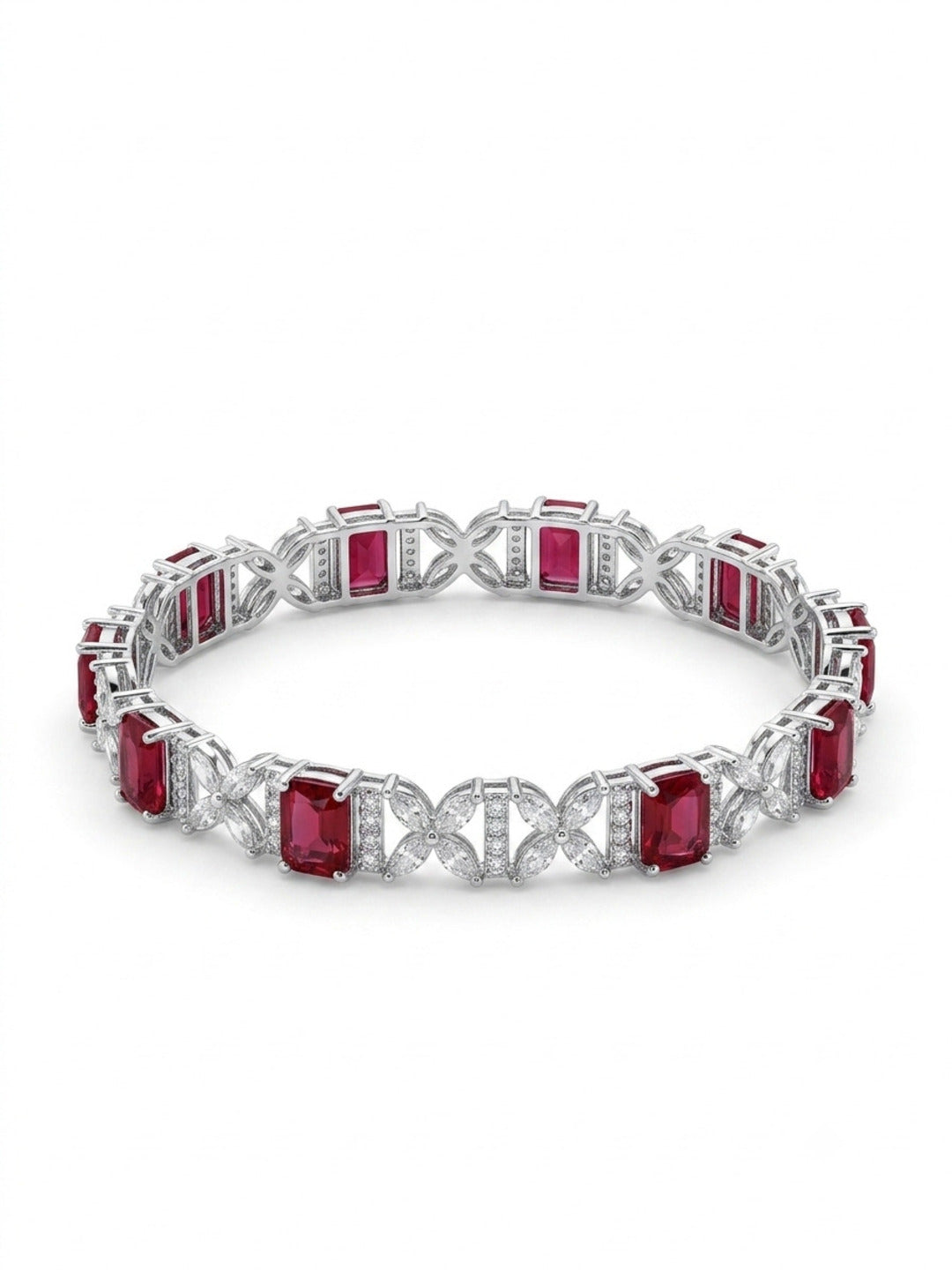 Renee Silver-Plated AD & Cubic Zirconia Stone-Studded Premium Bangles- Set of 4