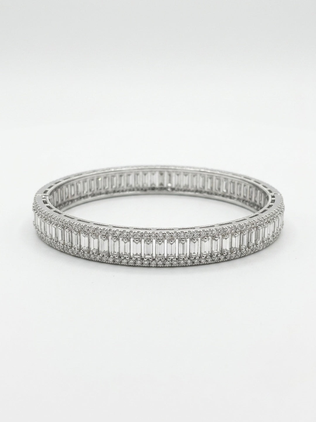 Minnie Silver-Plated AD & Cubic Zirconia Stone-Studded Premium Bangles- Set of 3