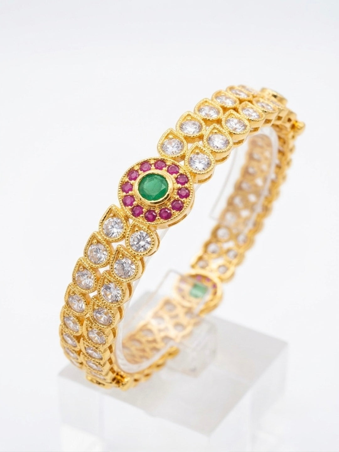 Naina Gold-Plated AD & Cubic Zirconia Stone-Studded Premium Bangles- Set of 4
