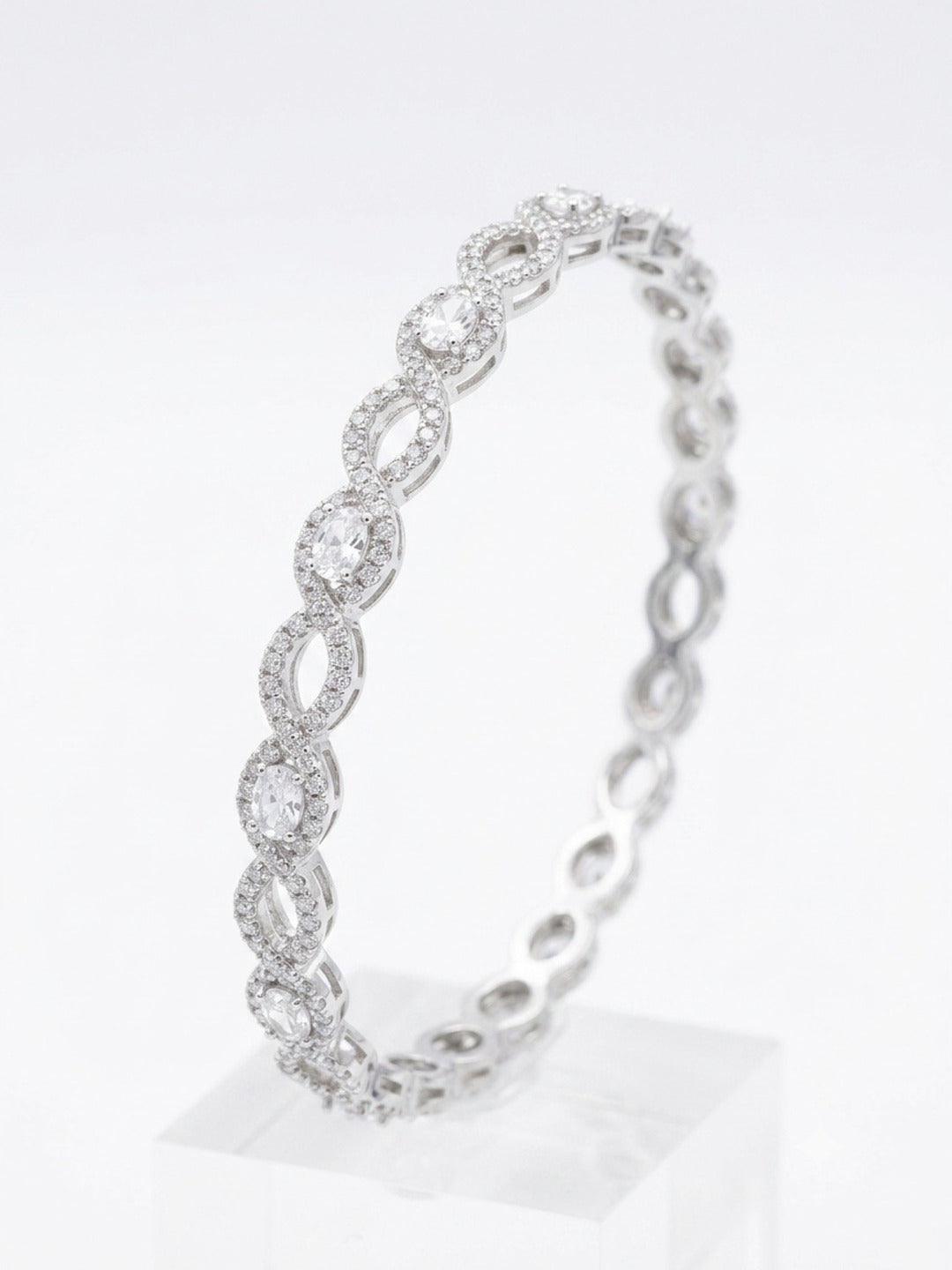 Anysa Silver-Plated AD & Cubic Zirconia Stone-Studded Premium Bangles- Set of 4