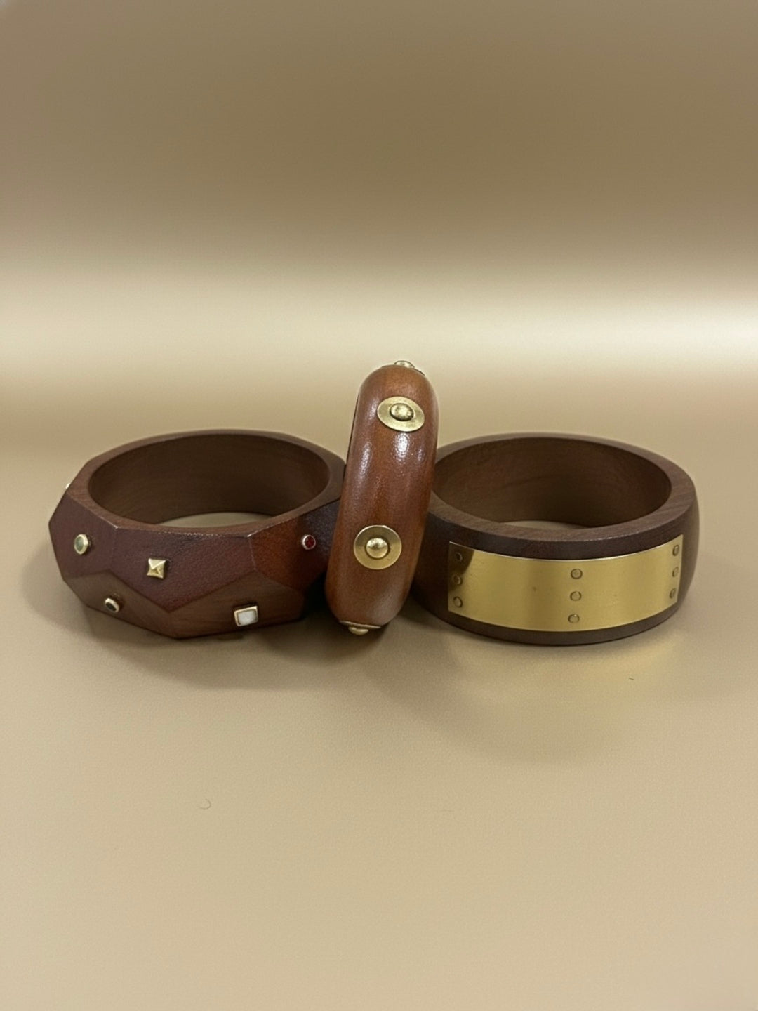 It’s the Flavor for Me Wooden & Brass Bangles-Set of 3