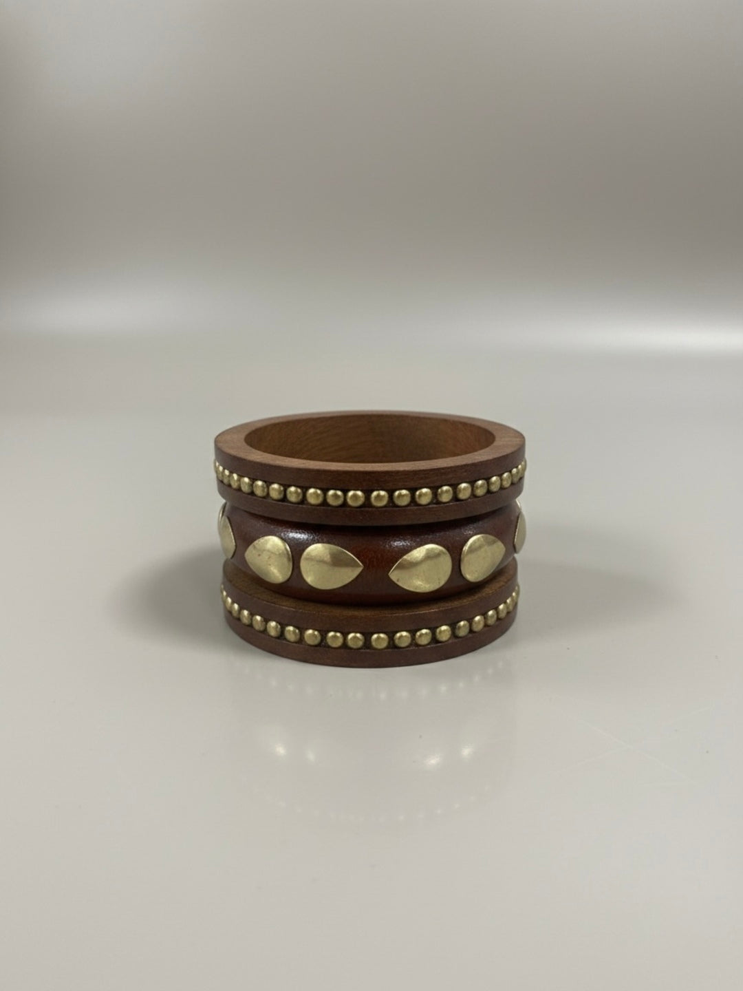 Roman Empire Wooden & Brass Bangles-Set of 3
