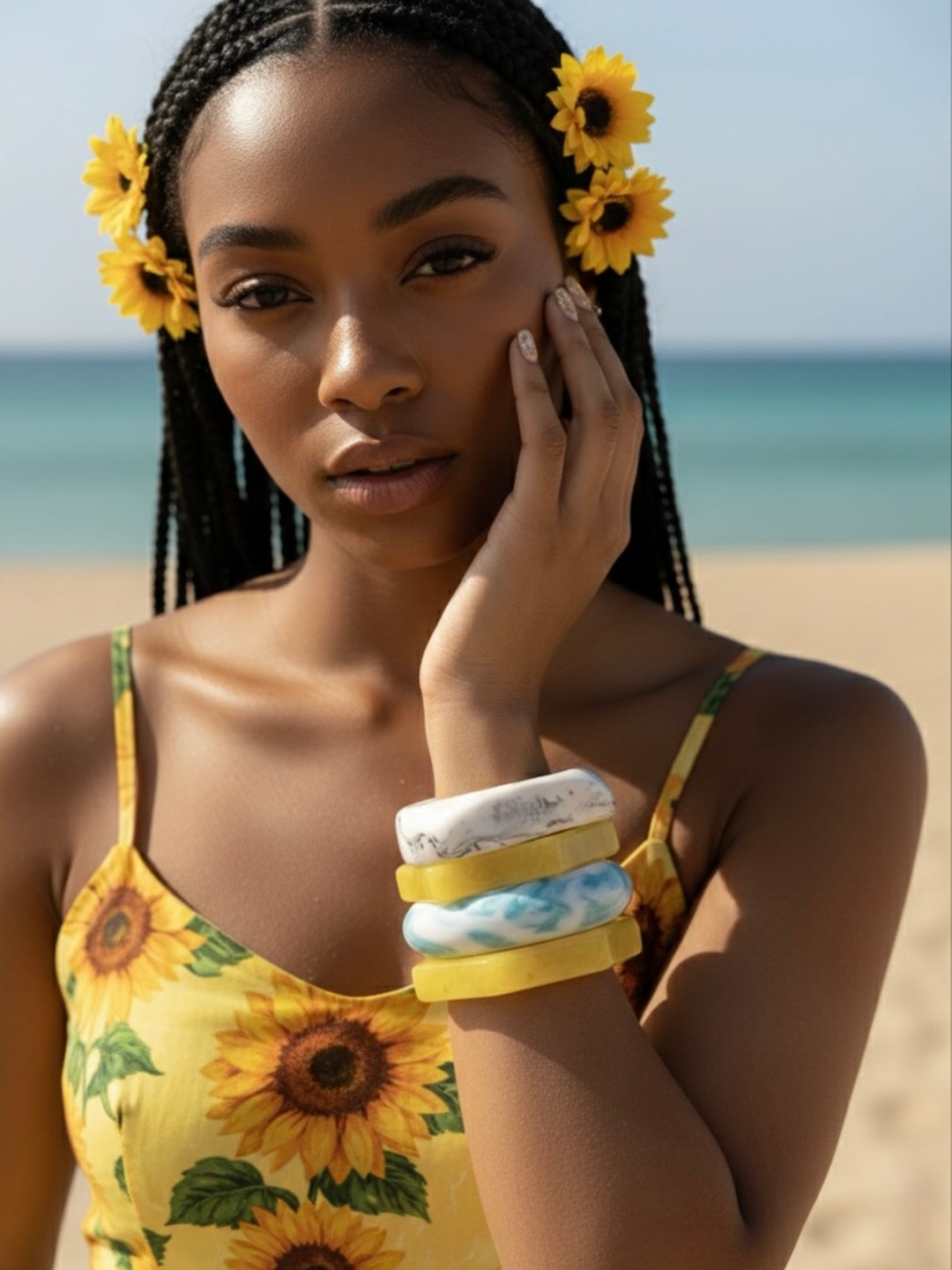 Sunflower Resin Bangles-Set of 4
