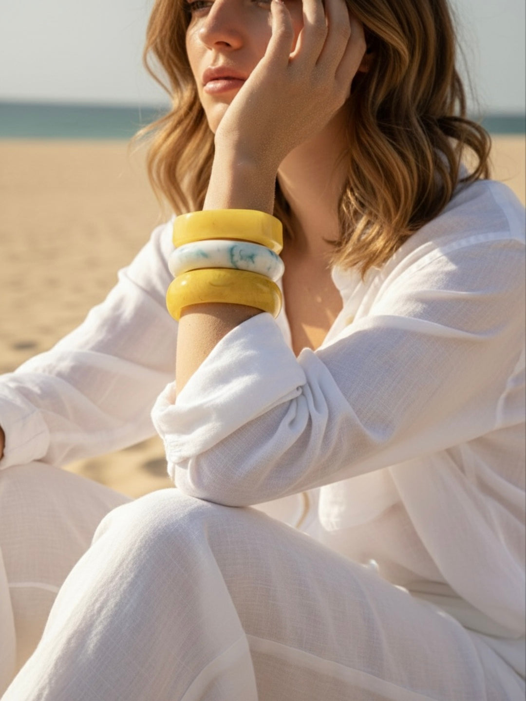 Sun Dappled Resin Bangles-Set of 3
