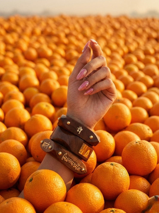 Safarnama Wooden & Brass Bangles-Set of 3