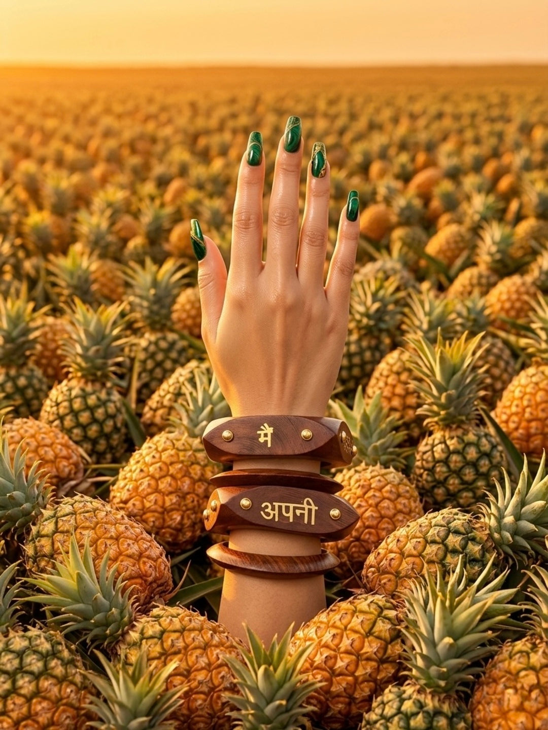 Nagada Sang Dhol Wooden & Brass Bangles-Set of 4
