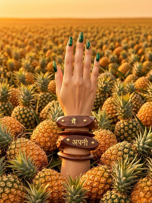 Nagada Sang Dhol Wooden & Brass Bangles-Set of 4