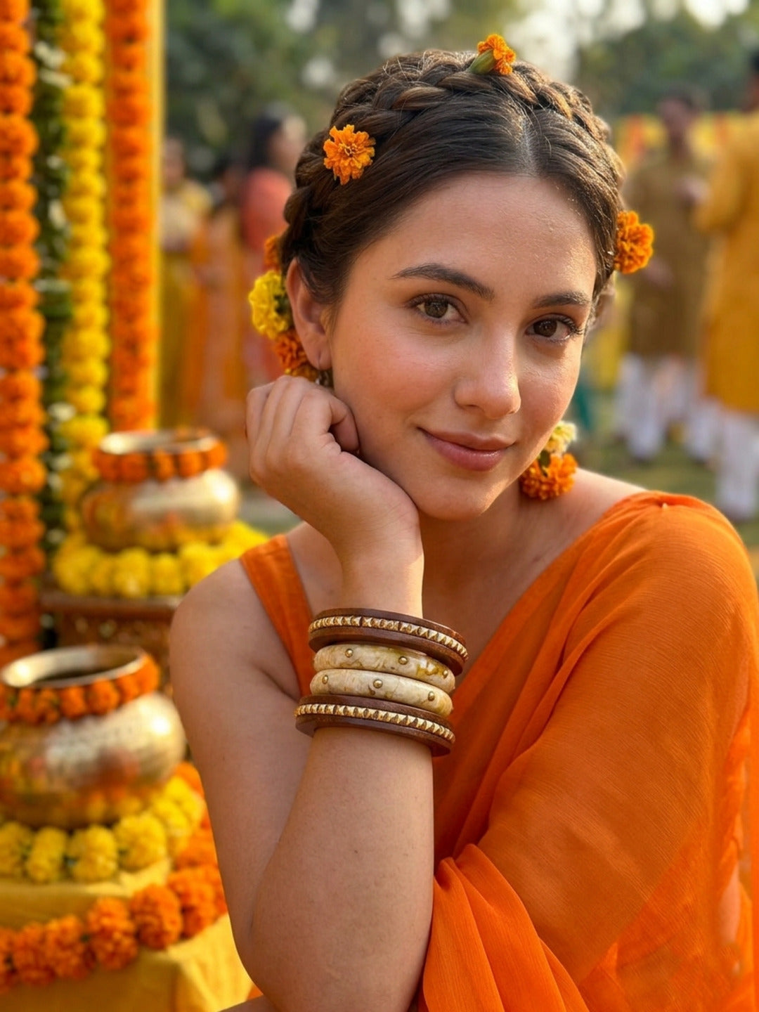 Zesty Kangan Resin & Wooden Bangles-Set of 4
