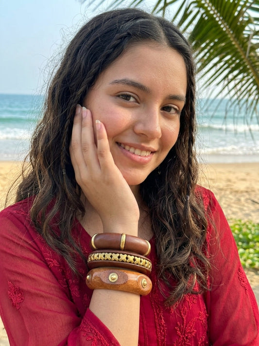 Manika Wooden Bangles-Set of 3