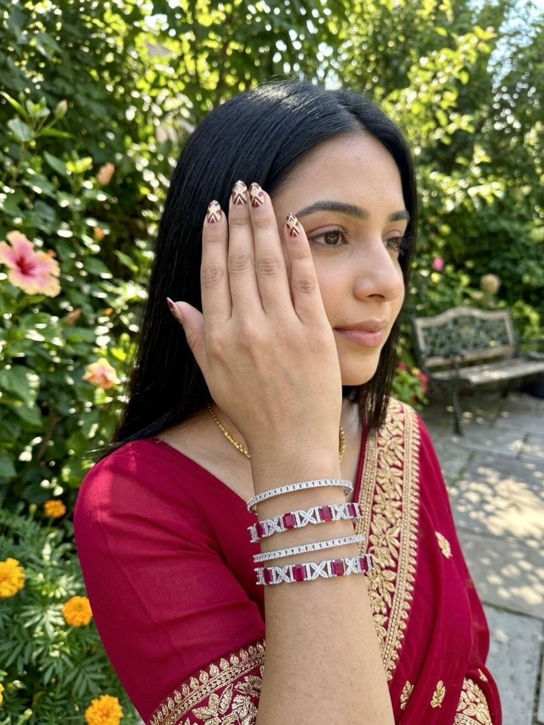 Sahima Silver-Plated AD & Cubic Zirconia Stone-Studded Premium Bangles- Set of 4