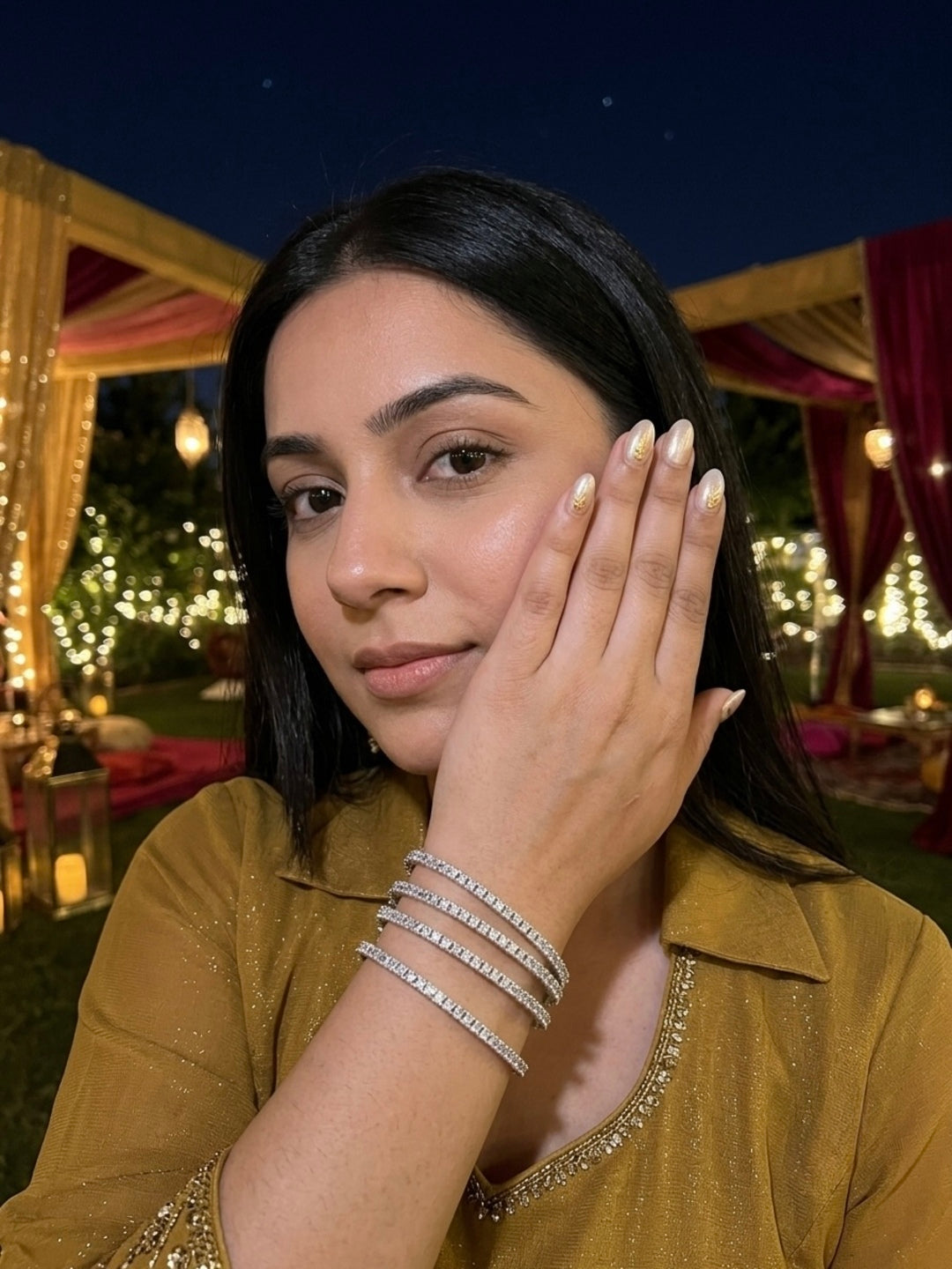 Revaa Silver-Plated AD & Cubic Zirconia Stone-Studded Premium Bangles- Set of 4