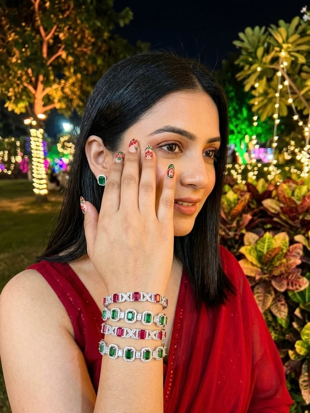 Diwali Silver-Plated AD & Cubic Zirconia Stone-Studded Premium Bangles- Set of 4