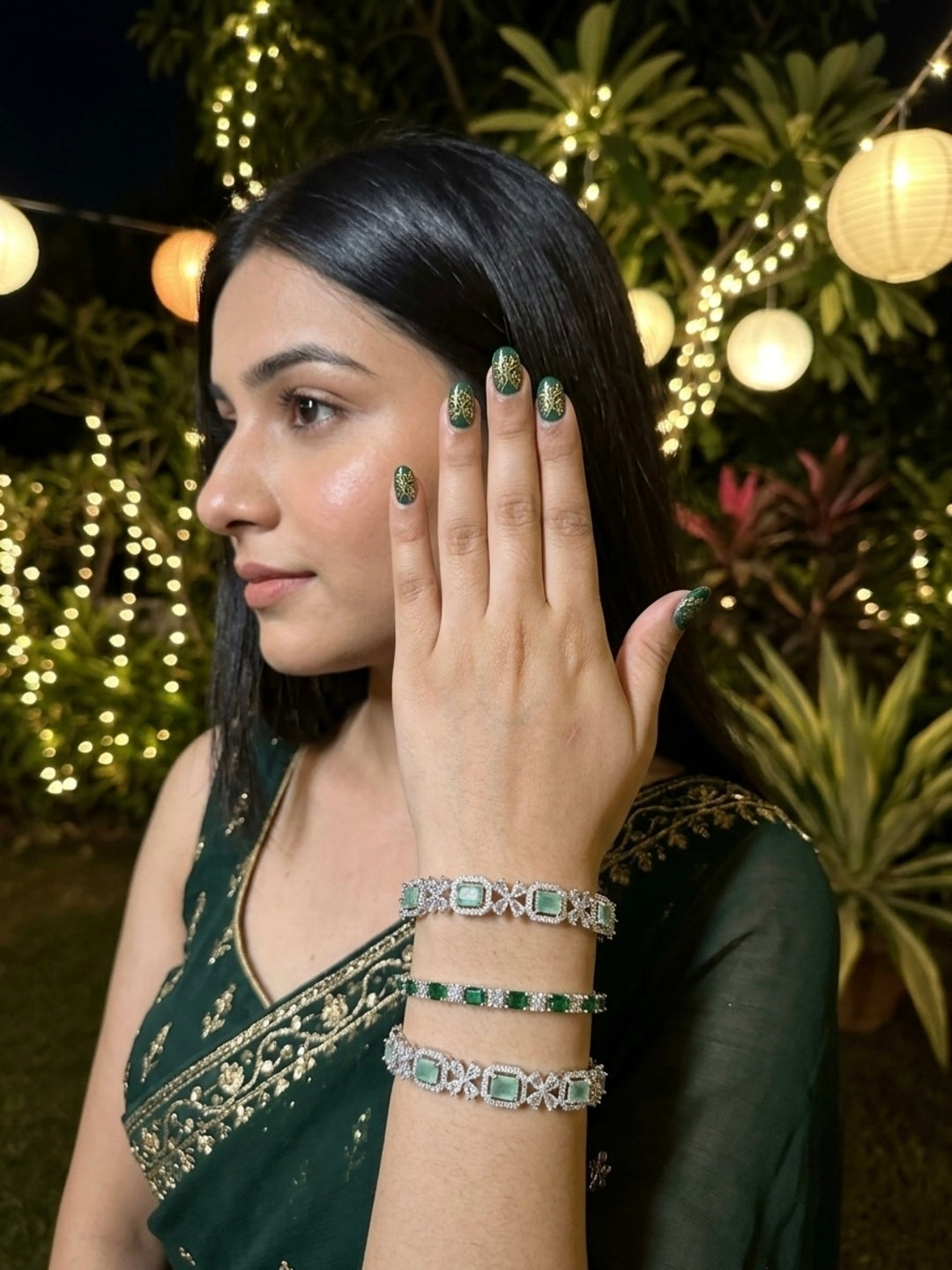 Sassy Sheesh Silver-Plated AD & Cubic Zirconia Stone-Studded Premium Bangles- Set of 3