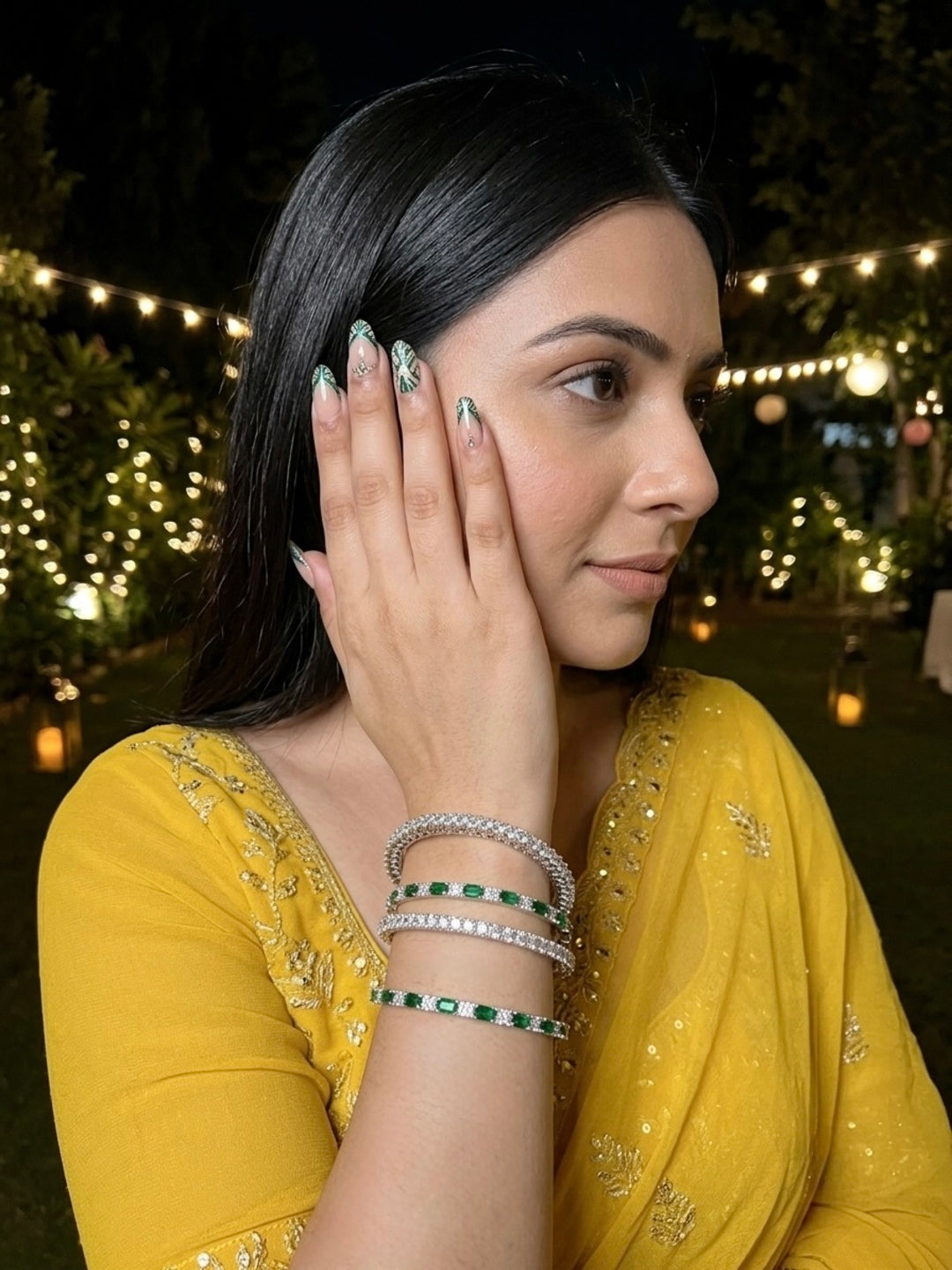 Katthy Silver-Plated AD & Cubic Zirconia Stone-Studded Premium Bangles- Set of 4