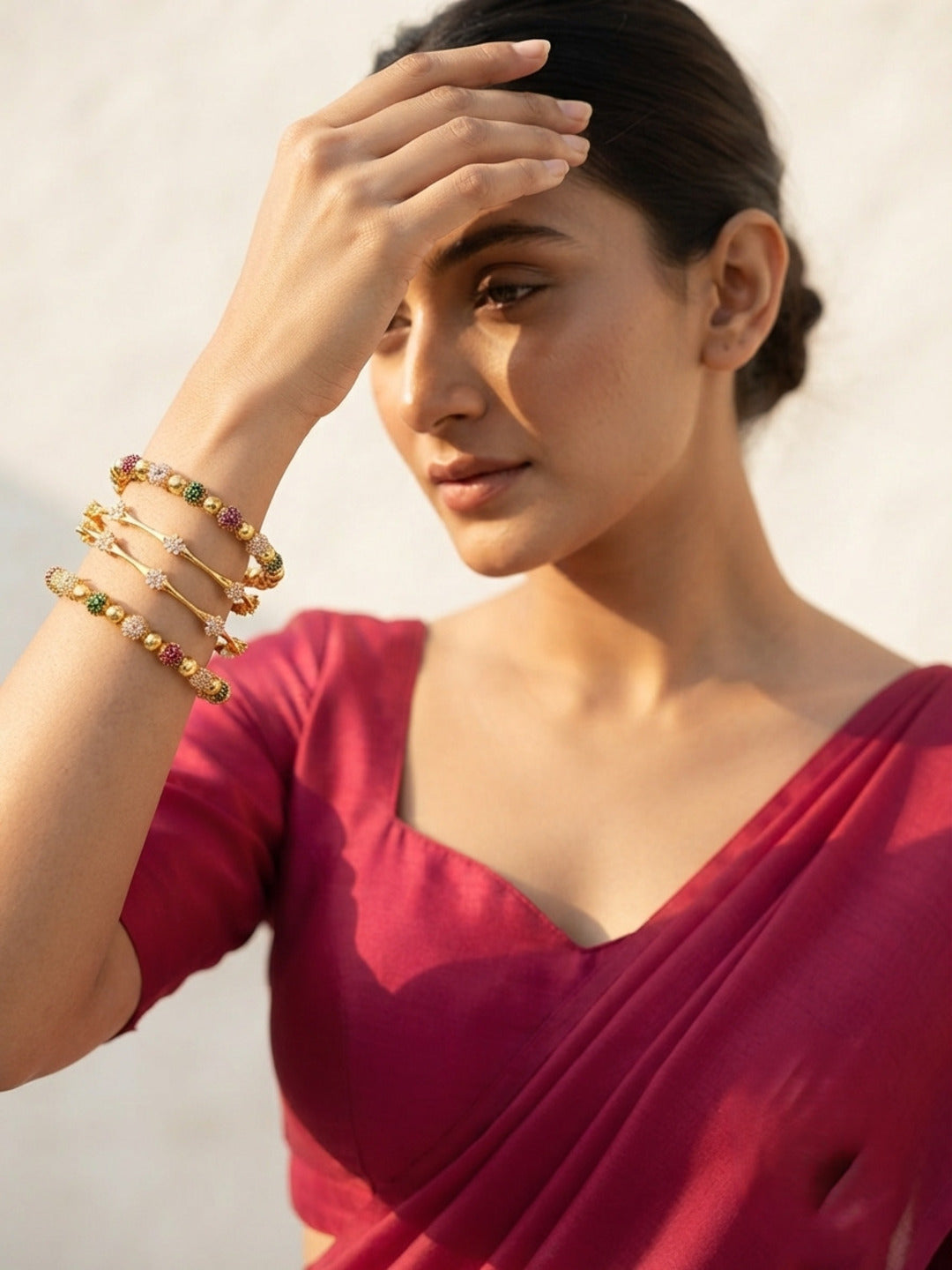 Royal Virasat Gold-Plated AD & Cubic Zirconia Stone-Studded Premium Bangles- Set of 4