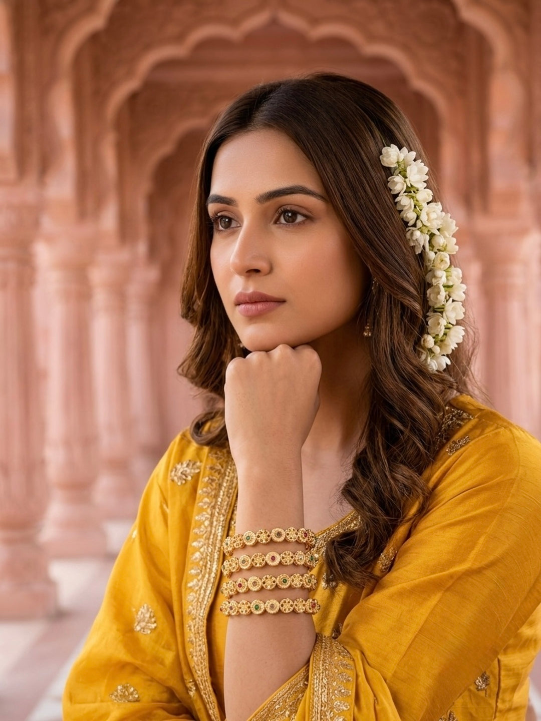 Karisma Gold-Plated AD & Cubic Zirconia Stone-Studded Premium Bangles- Set of 4