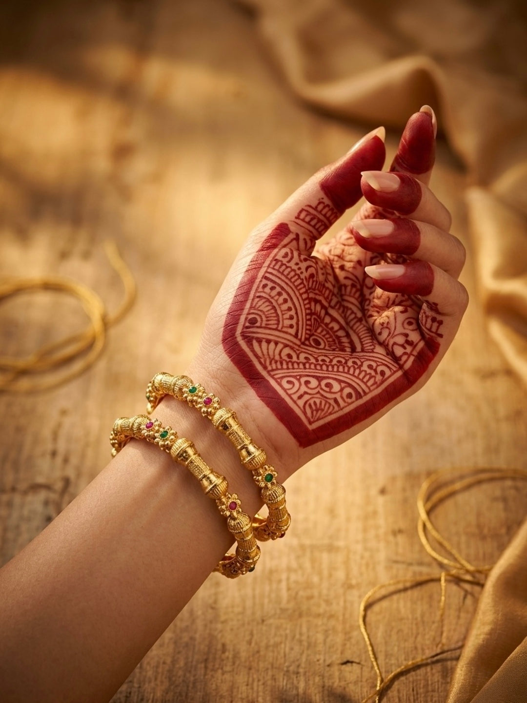 Kareena Gold-Plated AD & Cubic Zirconia Stone-Studded Premium Bangles- Set of 2