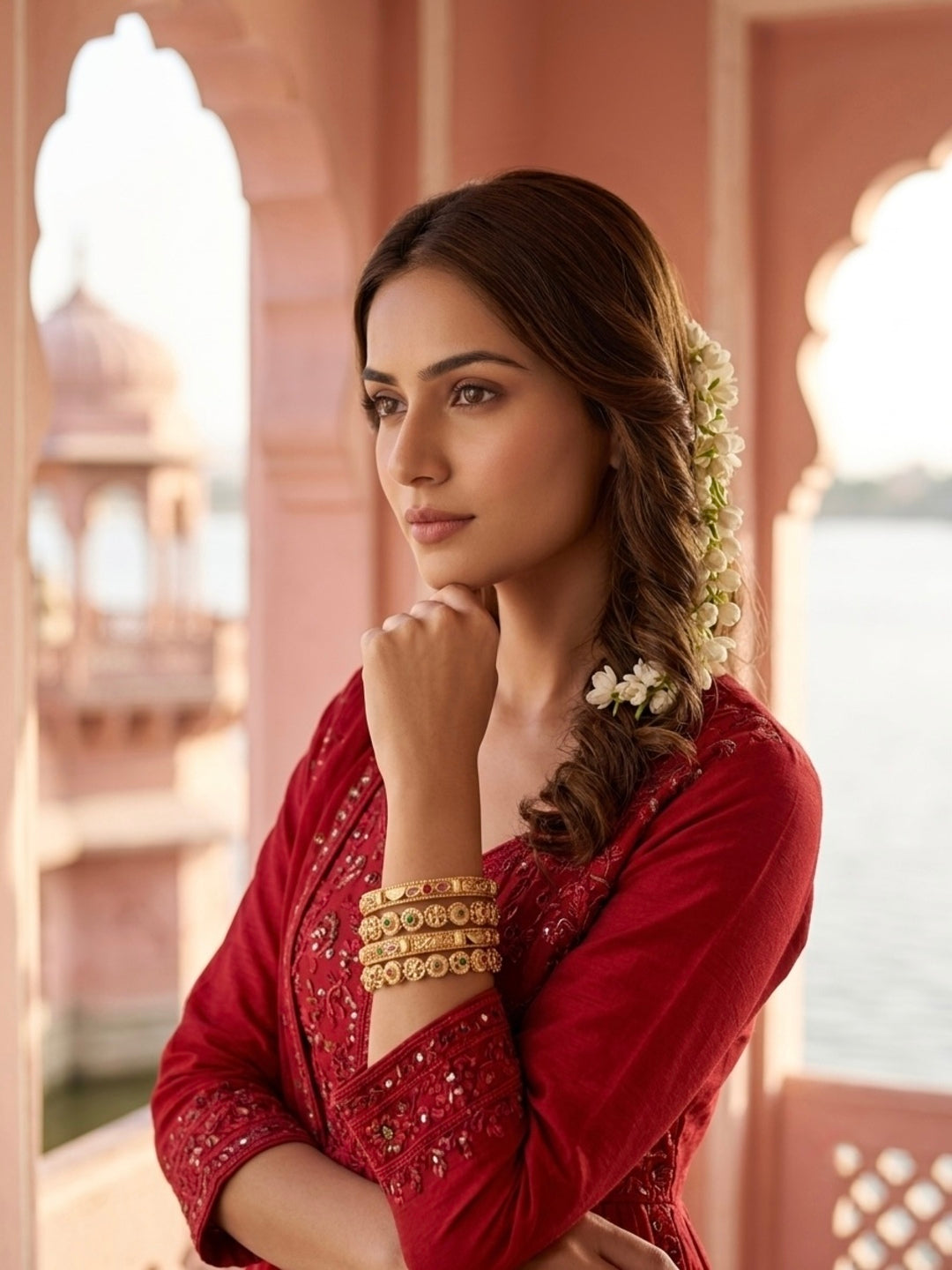 Kriti Gold-Plated AD & Cubic Zirconia Stone-Studded Premium Bangles- Set of 4