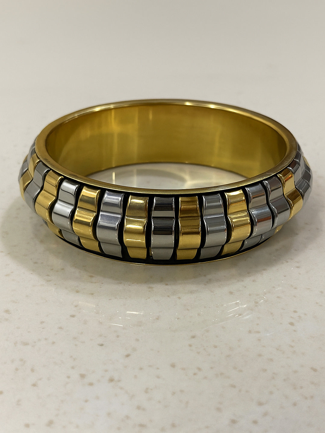 Disco Resin & Brass Bangles-Set of 3