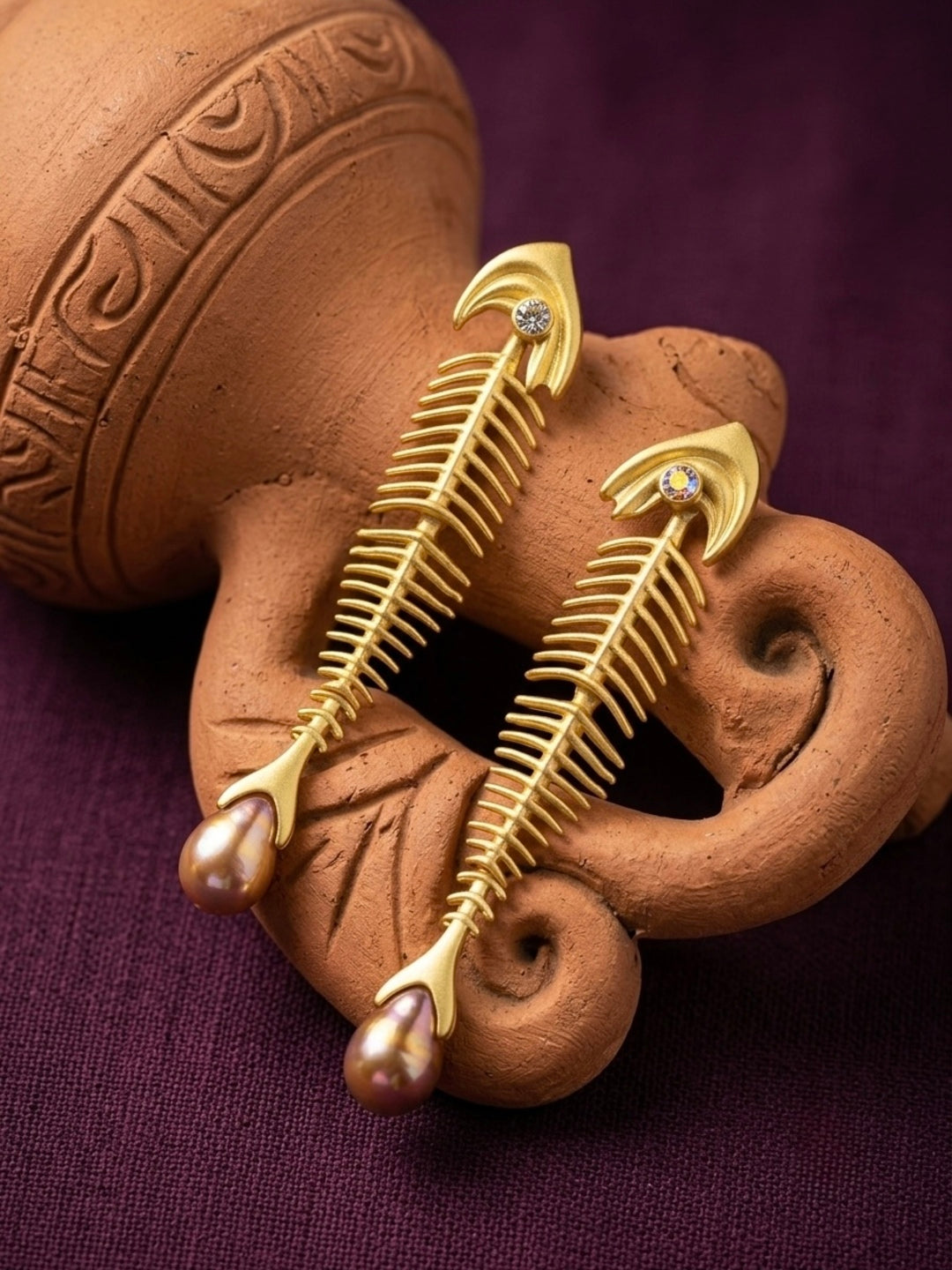 Golden Fish Statement Earrings
