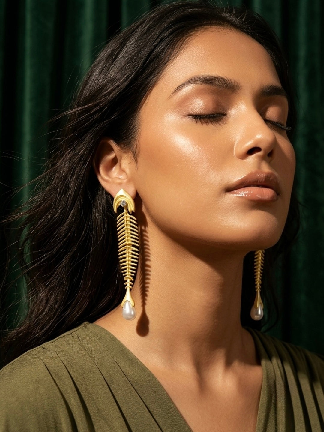 Golden Fish Statement Earrings