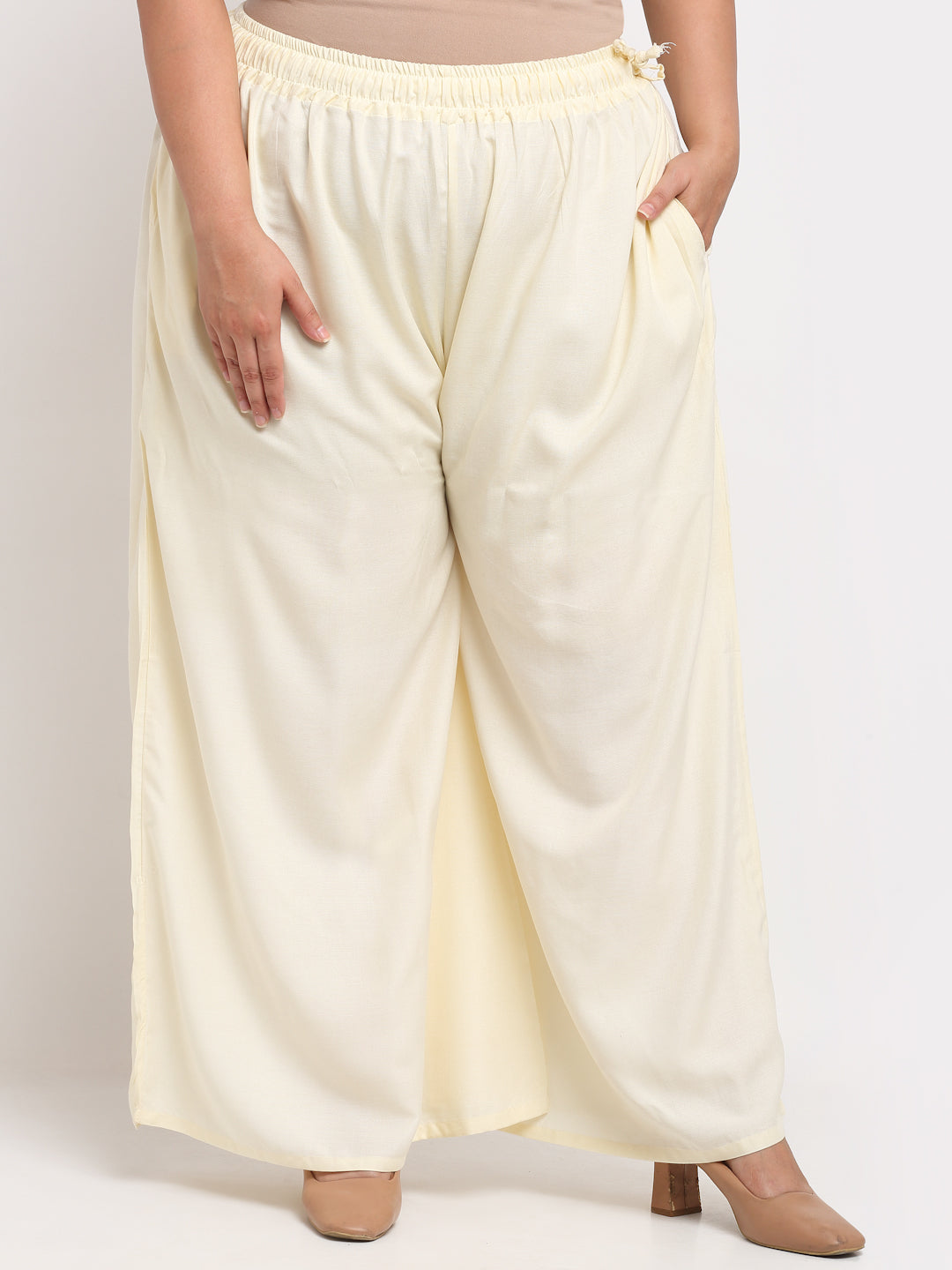 Butter Cream Rayon Pocket Plus Palazzo