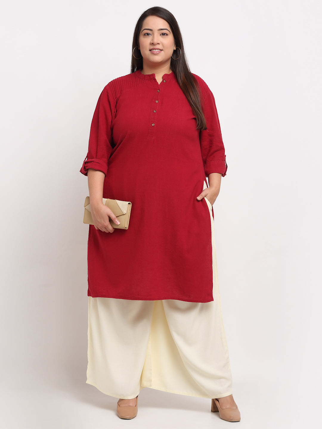 Butter Cream Rayon Pocket Plus Palazzo