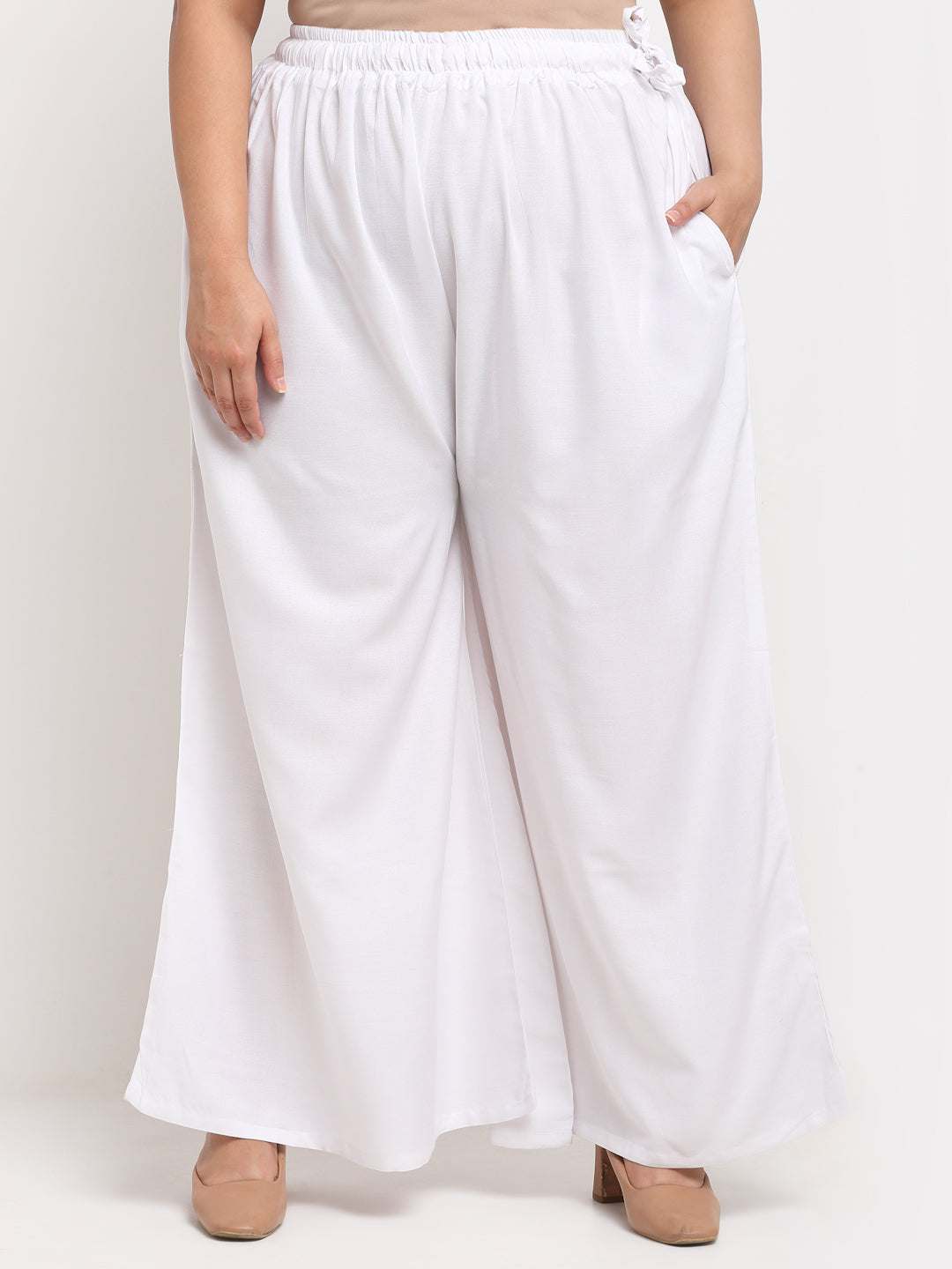 White Rayon Pocket Plus Palazzo