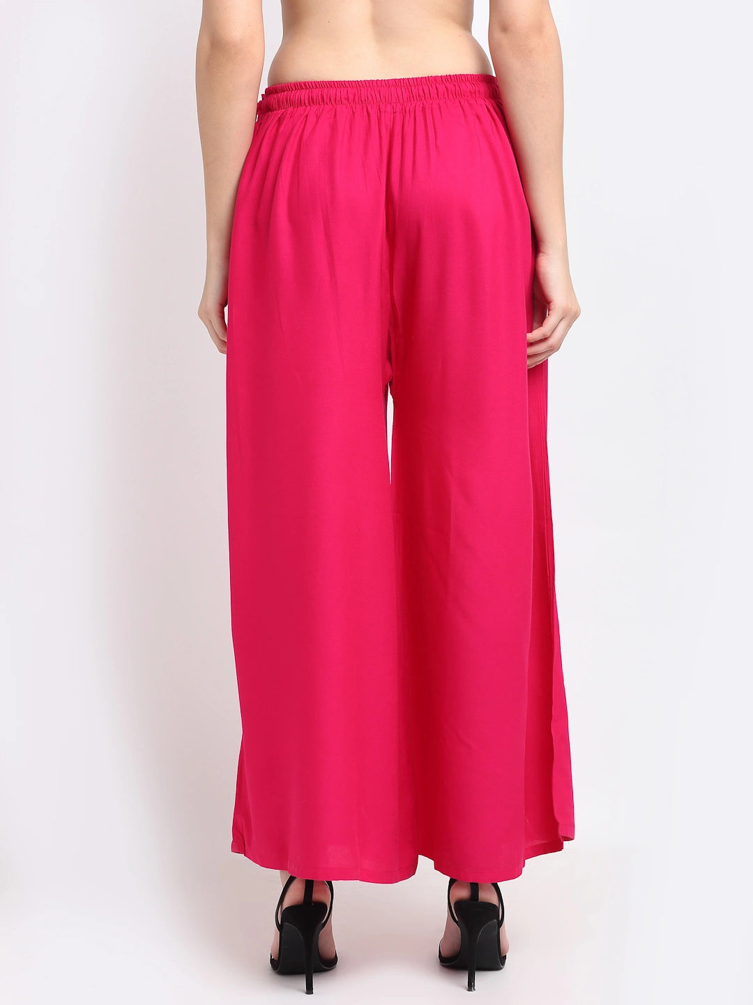 Hot Pink Solid Rayon Pocket Palazzo
