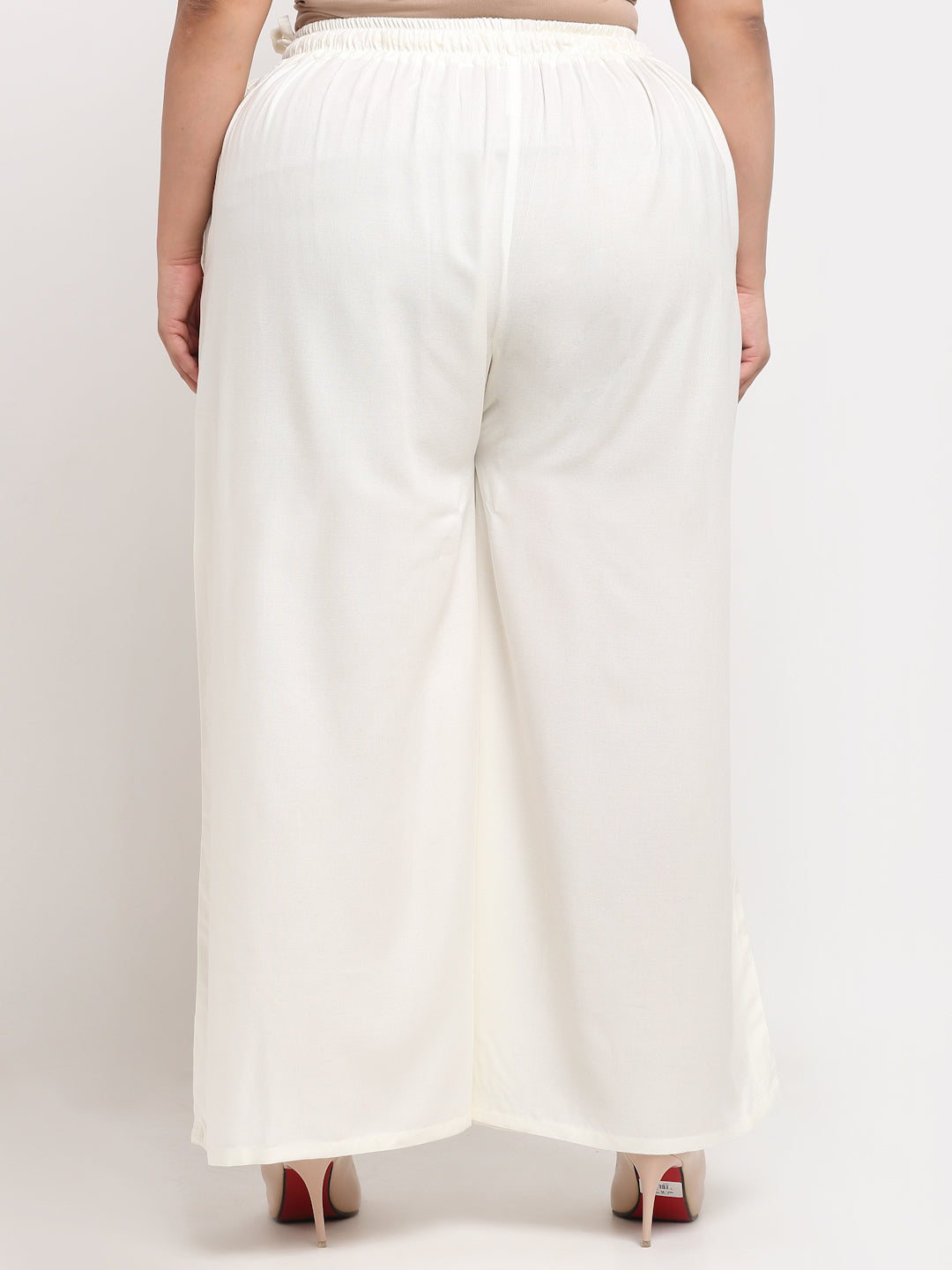 Off White Rayon Pocket Plus Palazzo