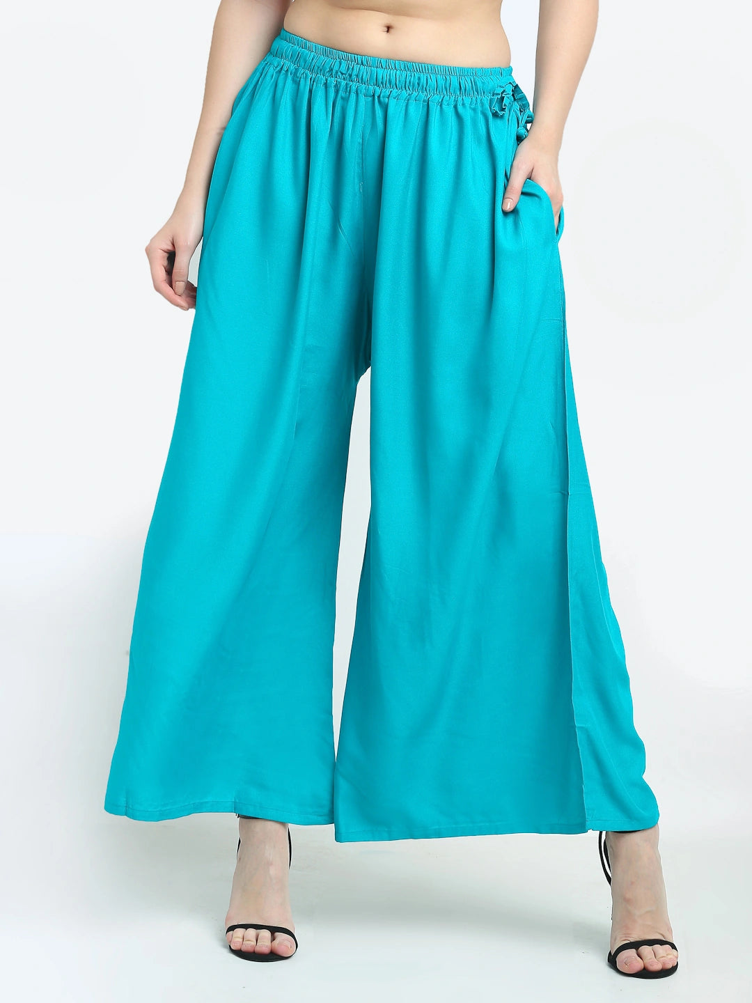 Firozi Solid Rayon Pocket Palazzo