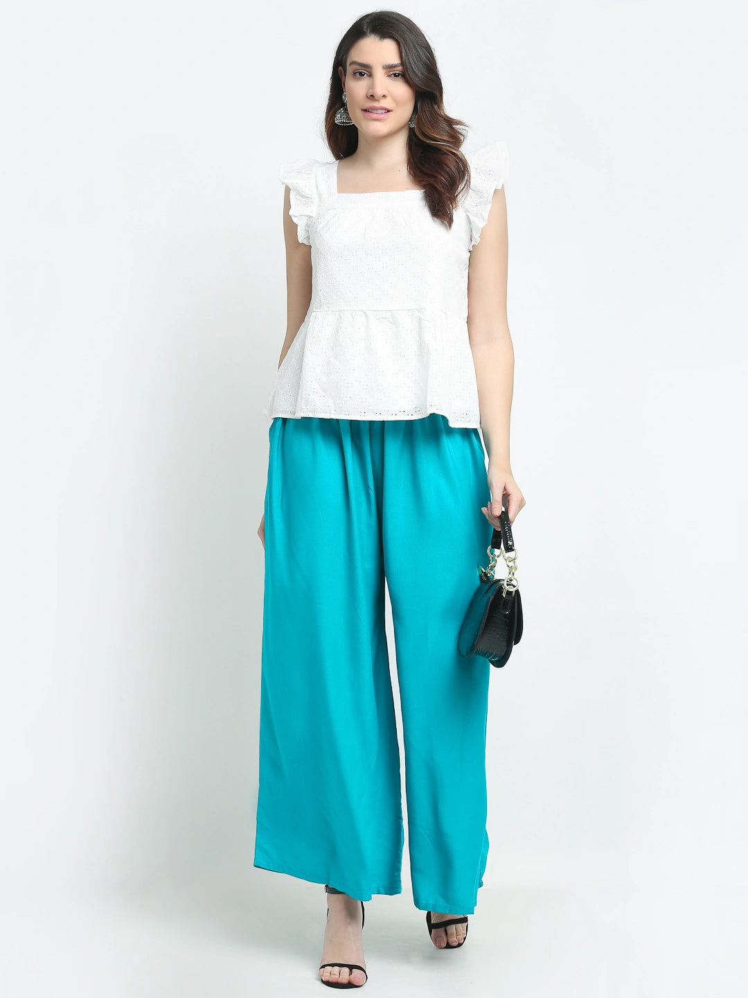 Firozi Solid Rayon Pocket Palazzo