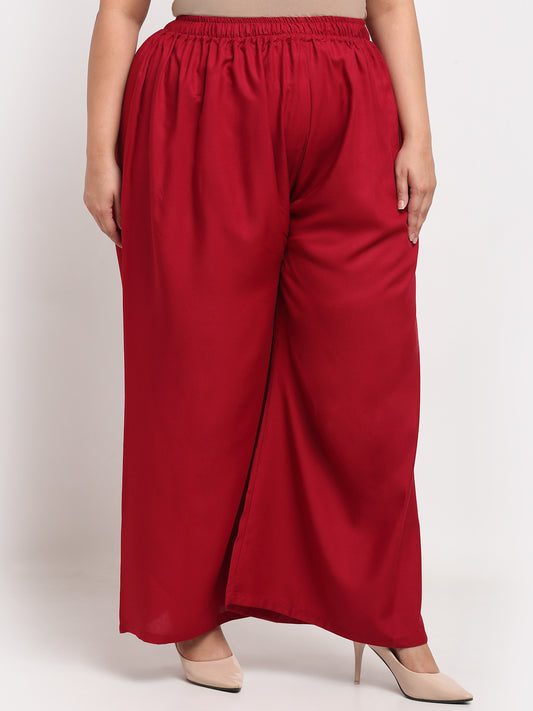 Maroon Rayon Pocket Plus Palazzo