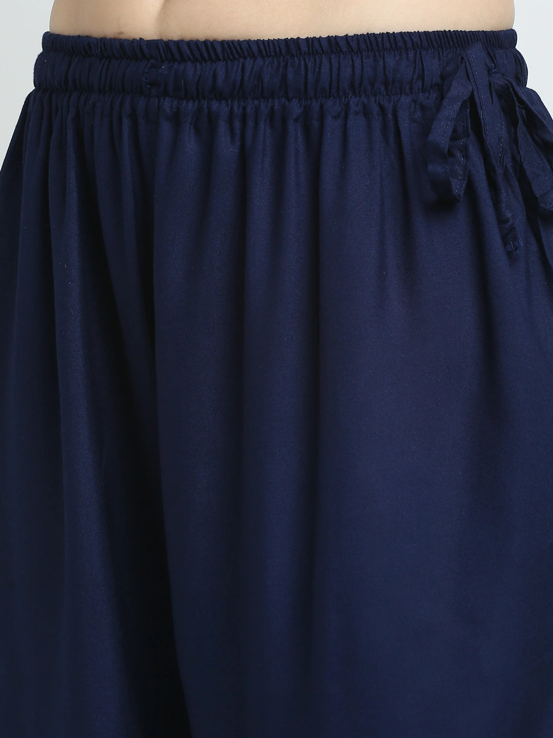 Navy Blue Solid Rayon Pocket Palazzo