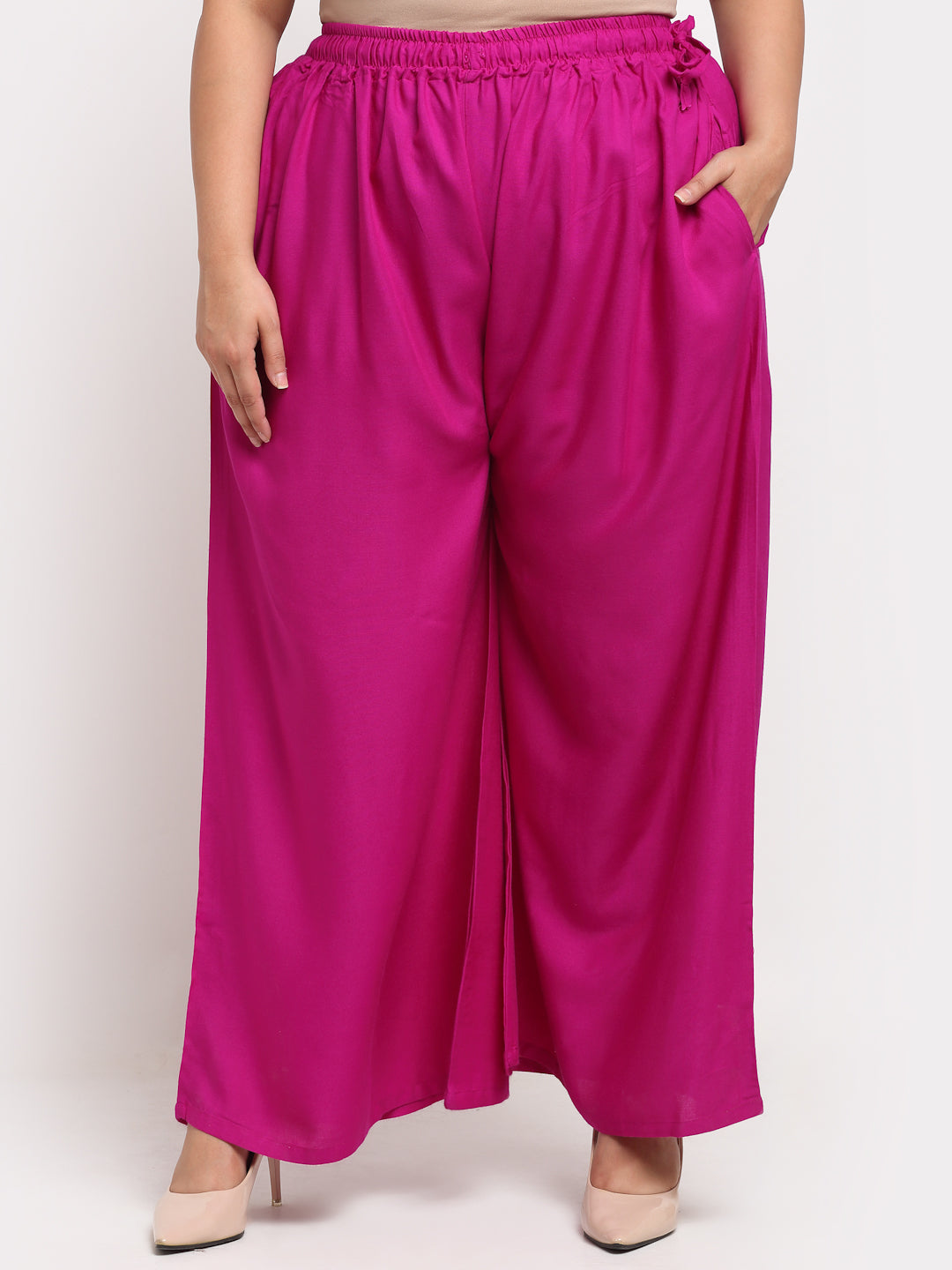 Magenta Pink Rayon Pocket Plus Palazzo