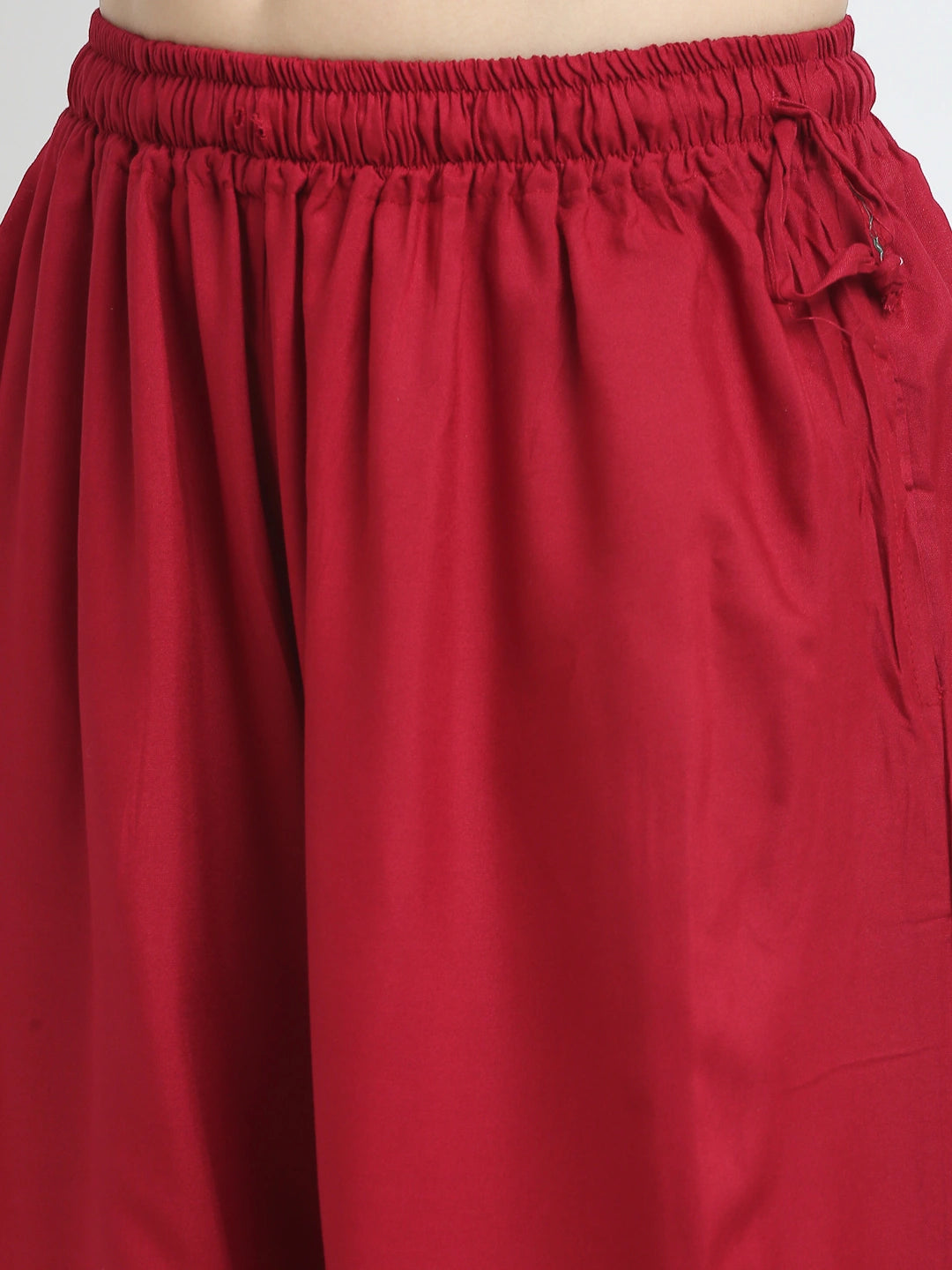 Maroon Solid Rayon Pocket Palazzo