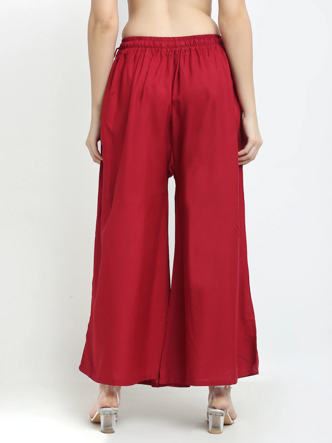 Maroon Solid Rayon Pocket Palazzo