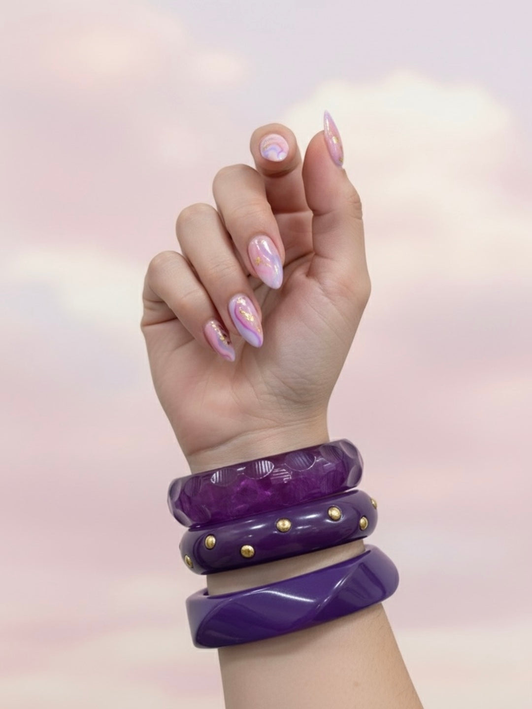 Grape Galaxy Resin Bangles-Set of 3