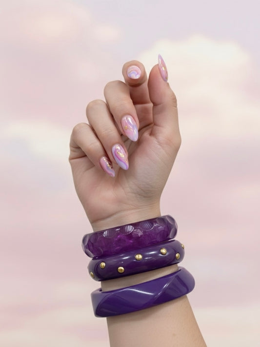 Grape Galaxy Resin Bangles-Set of 3