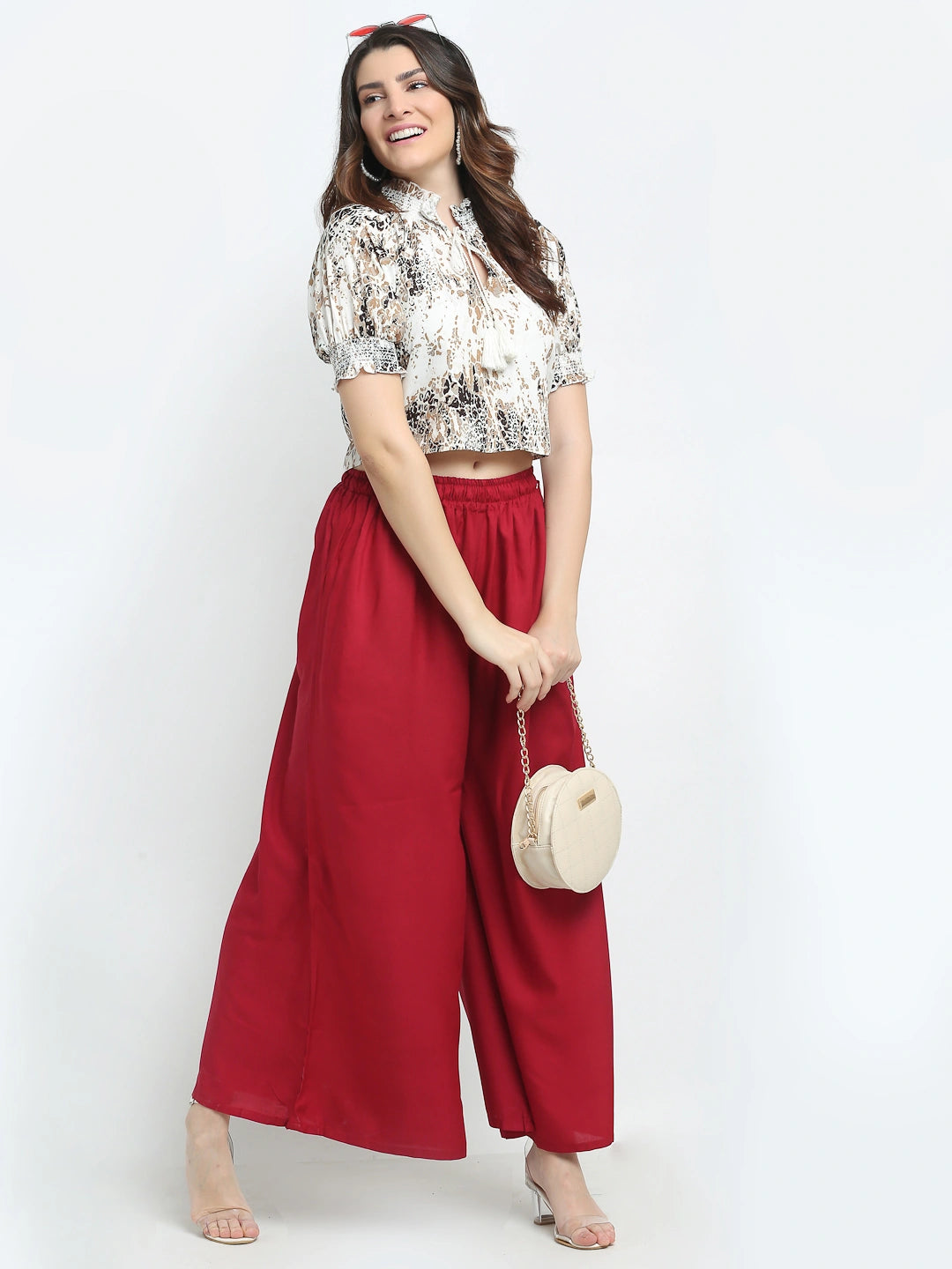 Maroon Solid Rayon Pocket Palazzo
