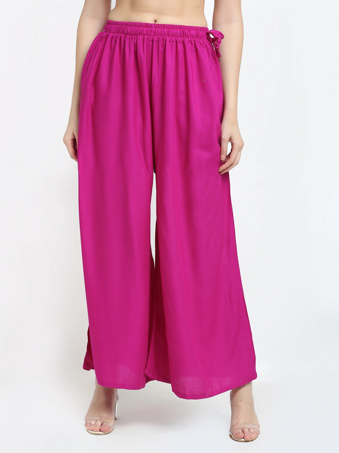 Magenta Solid Rayon Pocket Palazzo