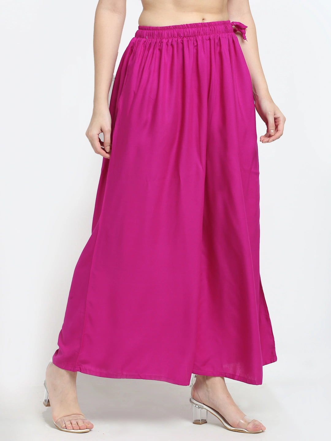 Magenta Solid Rayon Pocket Palazzo