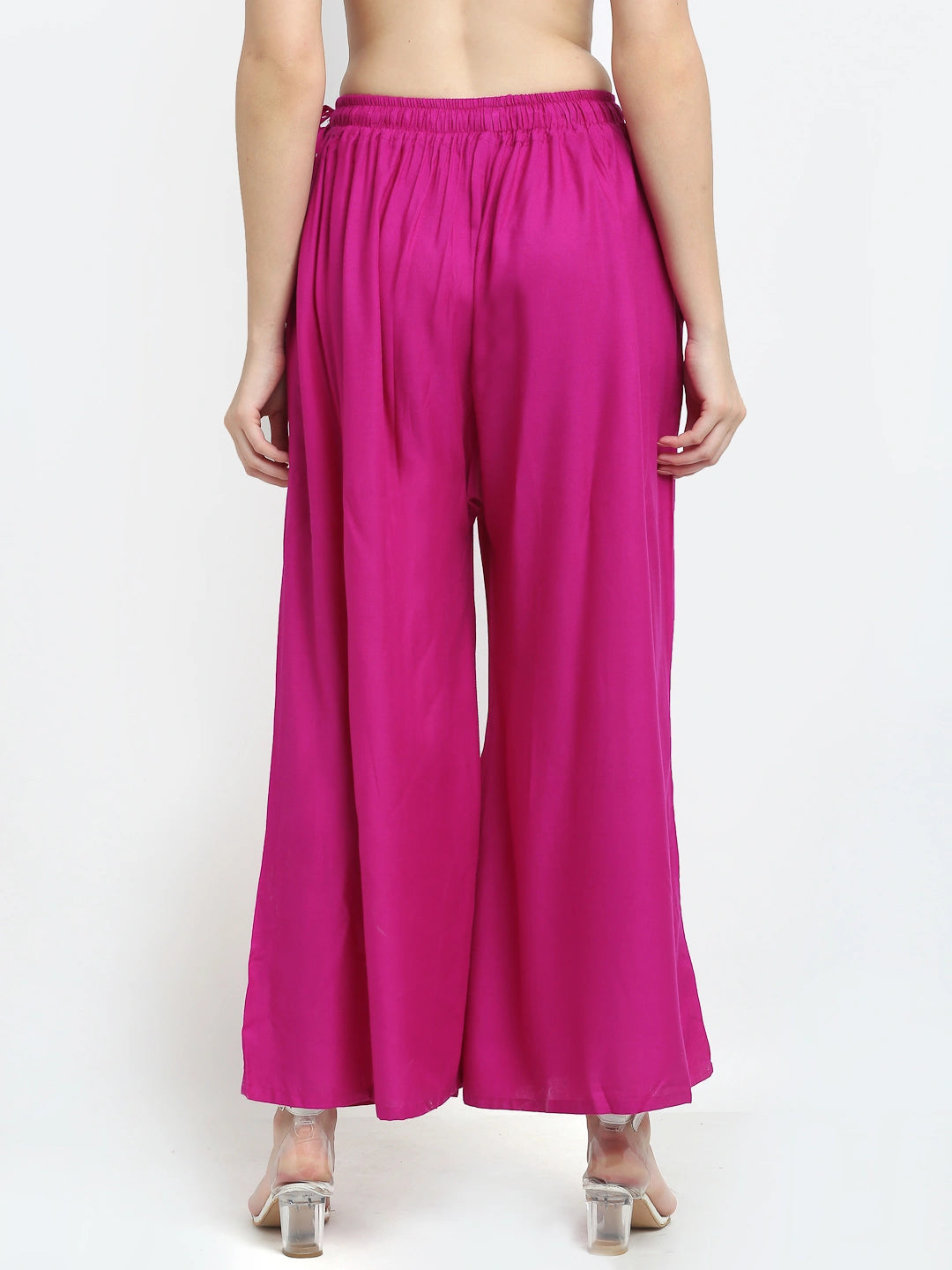 Magenta Solid Rayon Pocket Palazzo